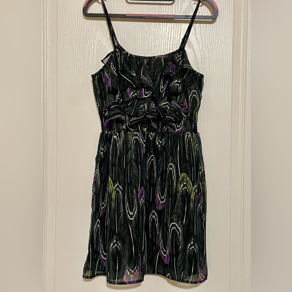 Dark Ruffle Patterned Dress